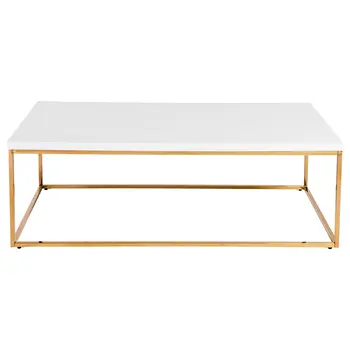 47" White and Gold Wood And Metal Frame Coffee Table
