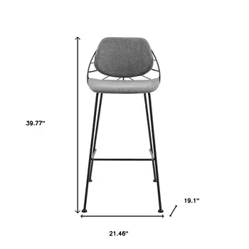Set of Two 30" Light Gray And Black Steel Low Back Bar Height Bar Chairs
