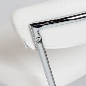 Set of Two 26" White And Silver Steel Low Back Counter Height Bar Chairs