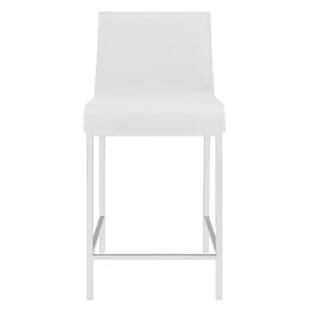 Set of Two 24" White And Silver Steel Low Back Counter Height Bar Chairs