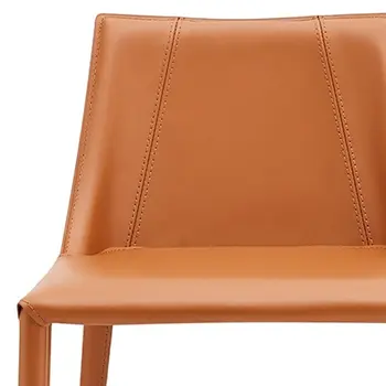 26" Terra Cotta Faux Leather And Steel Low Back Counter Height Bar Chair