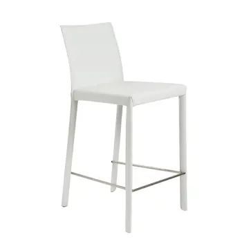 Set of Two 26" White Steel Low Back Counter Height Bar Chairs