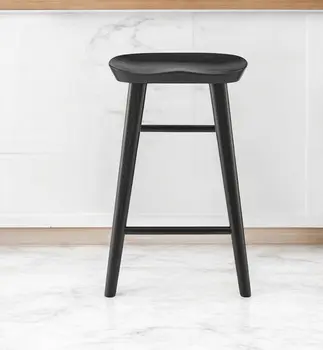 25" Black Solid Wood Backless Counter Height Bar Chair