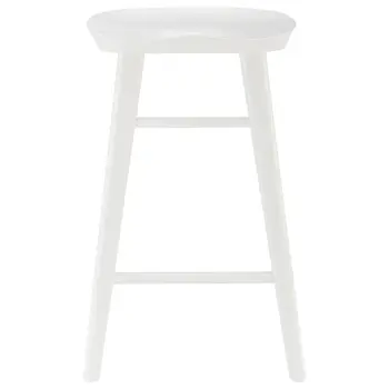 25" White Solid Wood Backless Counter Height Bar Chair