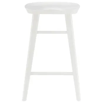 25" White Solid Wood Backless Counter Height Bar Chair