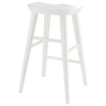 25" White Solid Wood Backless Counter Height Bar Chair