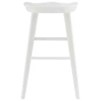 25" White Solid Wood Backless Counter Height Bar Chair