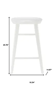 25" White Solid Wood Backless Counter Height Bar Chair