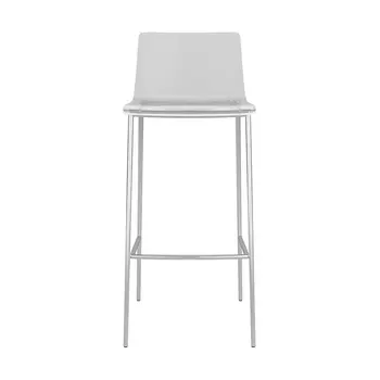 Set of Two 30" Clear And Silver Plastic Low Back Bar Height Bar Chairs
