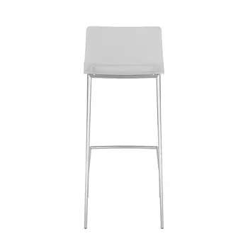 Set of Two 30" Clear And Silver Plastic Low Back Bar Height Bar Chairs