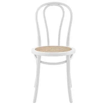 Set of Two Vintage Style White Cane Dining Chairs