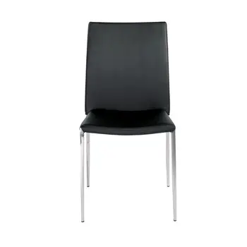 Set of Two Black and Silver Upholstered Faux Leather Dining Side Chairs