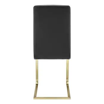 Set of Two Black and Gold Upholstered Leather Dining Side Chairs