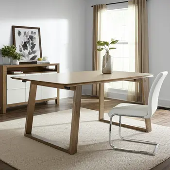 Set of Four White and Silver Upholstered Leather Dining Side Chairs