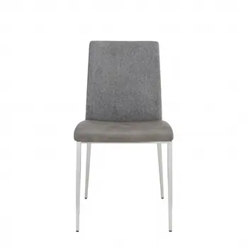 Set of Two Light Brown and Gray Stainless Steel Chairs
