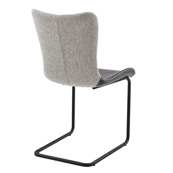 Set of Two Gray and Black Upholstered Fabric Dining Side Chairs