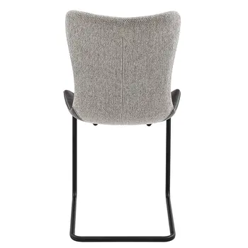 Set of Two Gray and Black Upholstered Fabric Dining Side Chairs