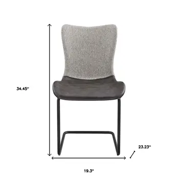 Set of Two Gray and Black Upholstered Fabric Dining Side Chairs