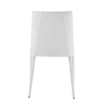 White Upholstered Leather Dining Side Chair