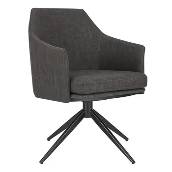Dark Gray And Black Upholstered Fabric Dining Arm Chair