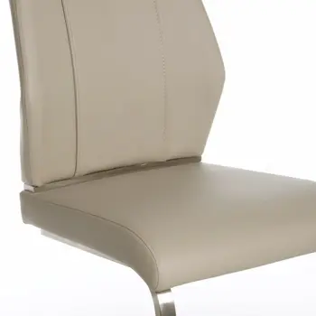 Set of Two Taupe and Silver Upholstered Leather Dining Side Chairs