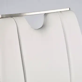 Set of Two White and Silver Upholstered Leather Dining Side Chairs