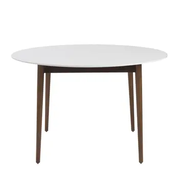 47" White And Brown Rounded Dining Table