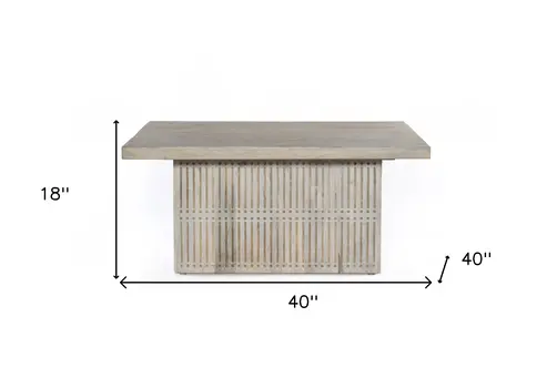 40" Ivory Solid Wood Lift Top Pedestal Coffee Table
