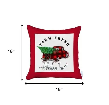 Set Of Four 18 X 18 Red Plaid Zippered Polyester Christmas Tree Throw Pillow