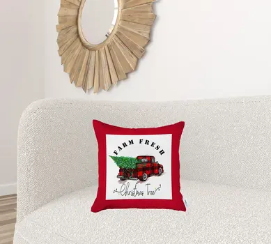 Christmas Buffalo Check Pick Up Truck Pillow Cover