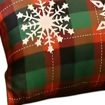 Set of 2 Christmas Snowflake Trio Plaid Lumbar Pillow Covers