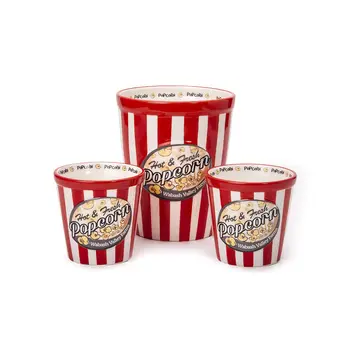 Three Piece Ceramic Popcorn Bowl Set