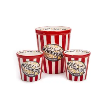 Three Piece Ceramic Popcorn Bowl Set