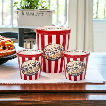 Three Piece Ceramic Popcorn Bowl Set