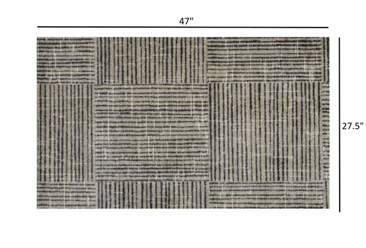 2' X 4' Modern Geo Lines in Squares Washable Floor Mat