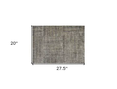2' X 3' Modern Geo Lines in Squares Washable Floor Mat