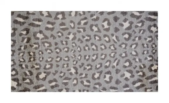 2' X 4' Gray and Brown Cheetah Washable Floor Mat