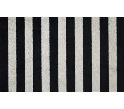 2' X 4' Black and Tan Wide Stripe Washable Floor Mat