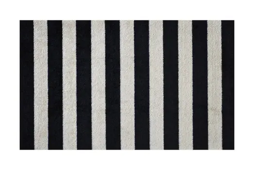 2' X 4' Black and Tan Wide Stripe Washable Floor Mat
