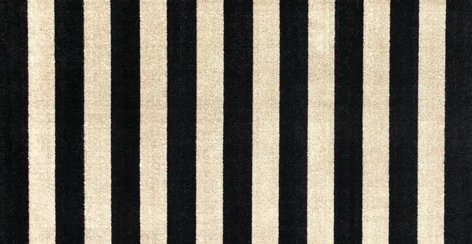 2' X 4' Black and Tan Wide Stripe Washable Floor Mat