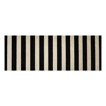 2' X 6' Black and Tan Wide Stripe Washable Runner Rug