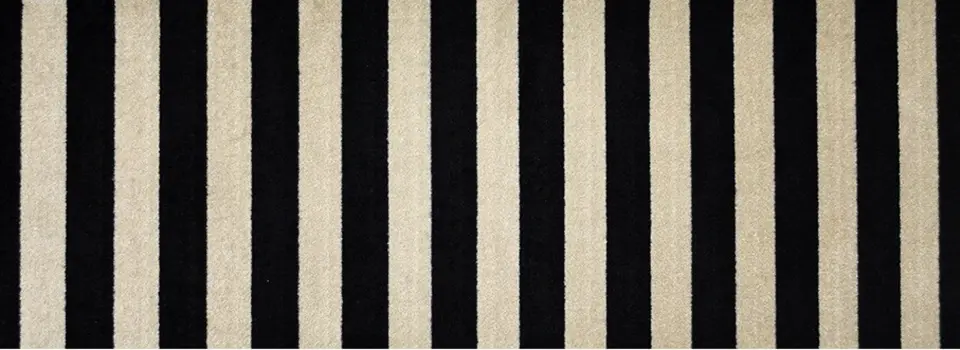 2' X 6' Black and Tan Wide Stripe Washable Runner Rug