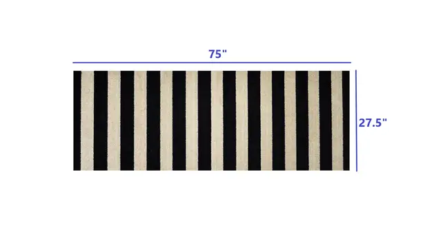 2' X 6' Black and Tan Wide Stripe Washable Runner Rug