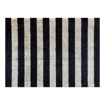 2' X 3' Black and Tan Wide Stripe Washable Floor Mat