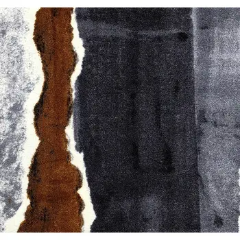 2' X 6' Gray and Brown Abstract Southwest Washable Runner Rug