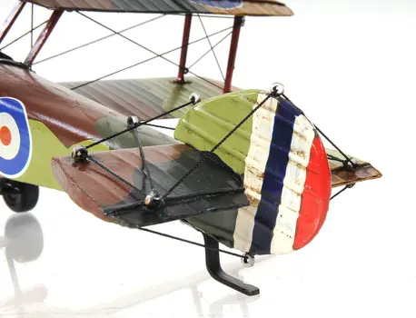 7" Green Metal Hand Painted Model Airplane Tabletop Sculpture