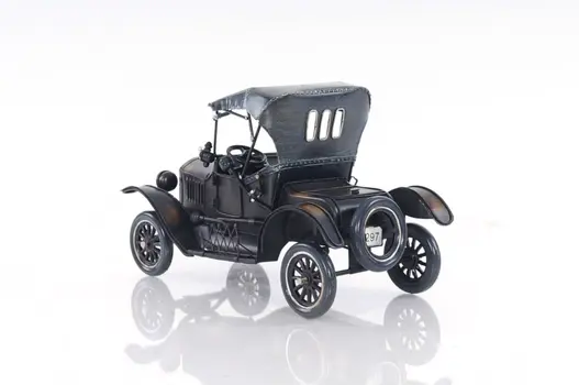 12" Black Metal c1908 Ford Model Car Tabletop Sculpture