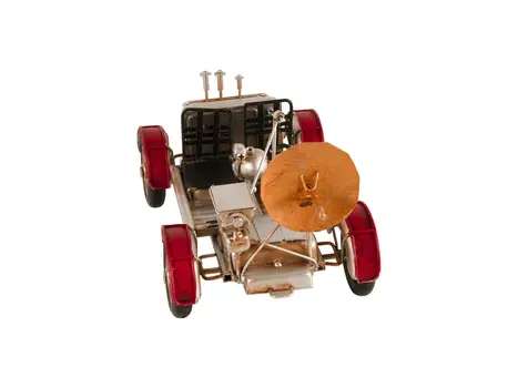 5" Red And Silver Metal Hand Painted Model Car Tabletop Sculpture