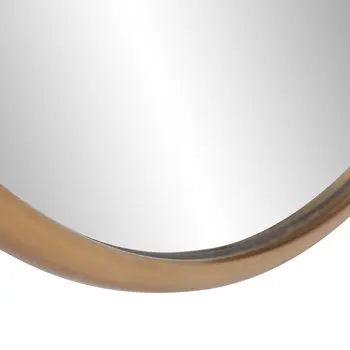 20" Antiqued Brass Round Metal Framed Accent Mirror