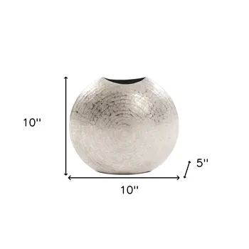 10" Silver Cylinder Aluminum Table Vase